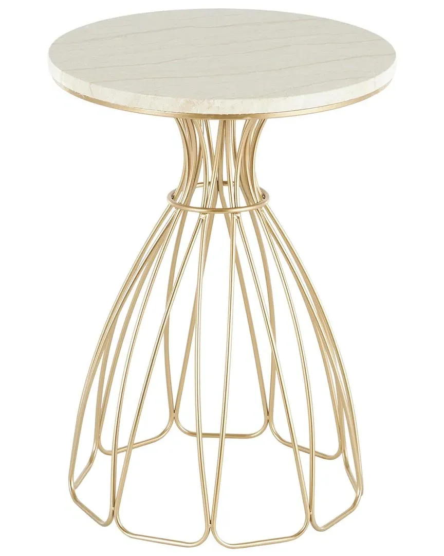 Flower Accent Table with Marble Top - Gold, Iron image