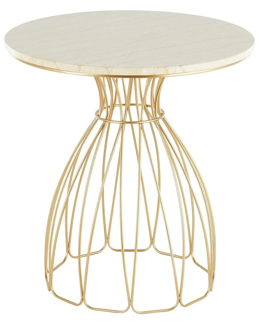 Flower Accent Table with Marble Top - Gold, Iron