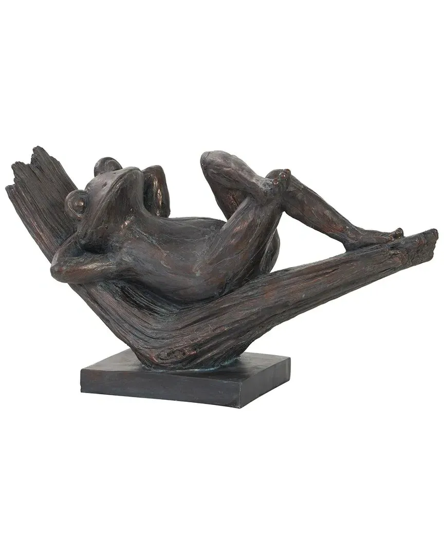 Frog Relaxing Decorative Sculpture - Bronze, Resin image