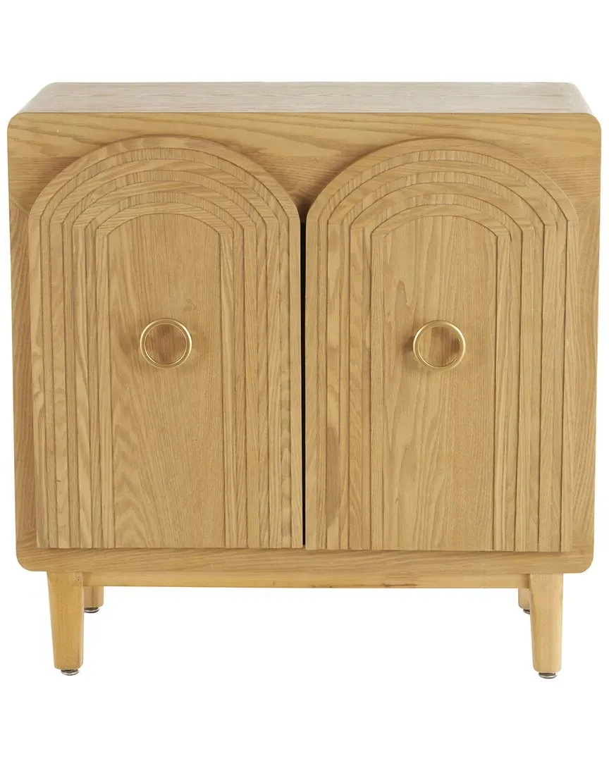 Geometric 2-Door Cabinet with Carved Arch - Brown, MDF image