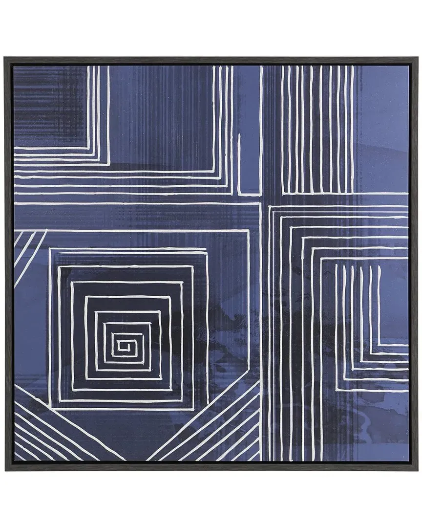 Geometric Canvas Square Framed Wall Art - Blue image
