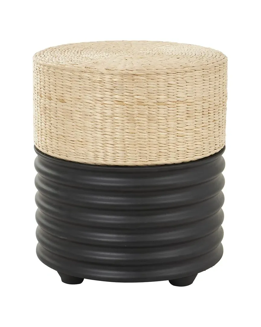 Geometric Handmade Woven Stool - Black, Seagrass