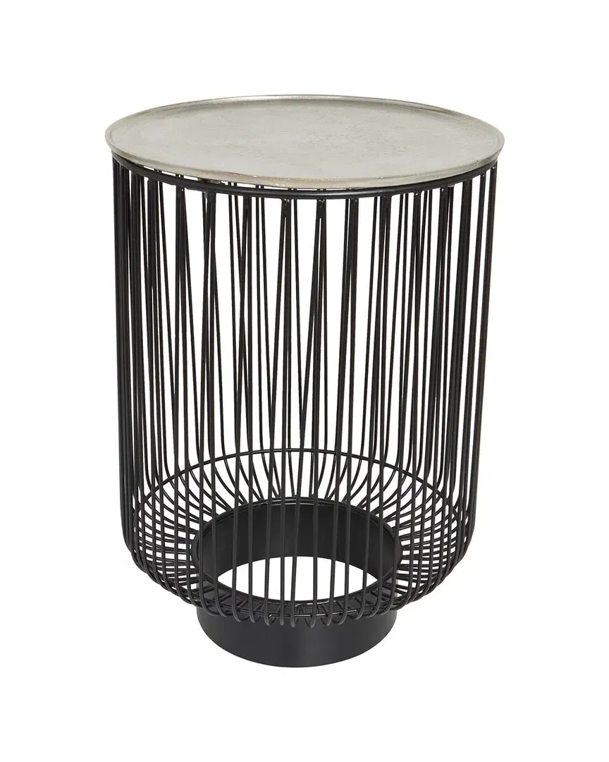 Geometric Open Frame Wire Accent Table - Black, Aluminum image