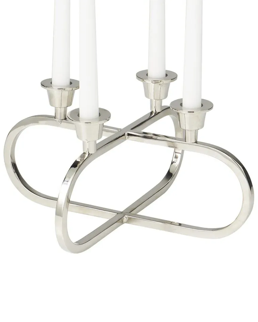 Geometric Overlapping Oval Candelabra - Silver, Stainless Steel image
