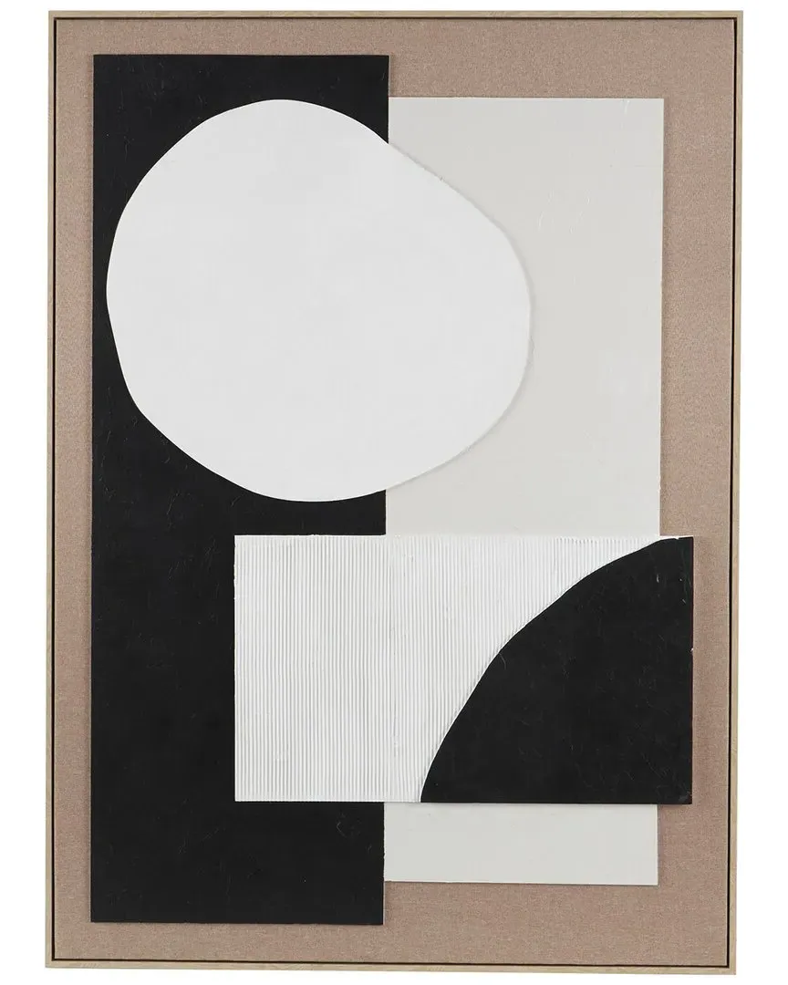 Geometric Textured Framed Wall Art - Brown, Wood image