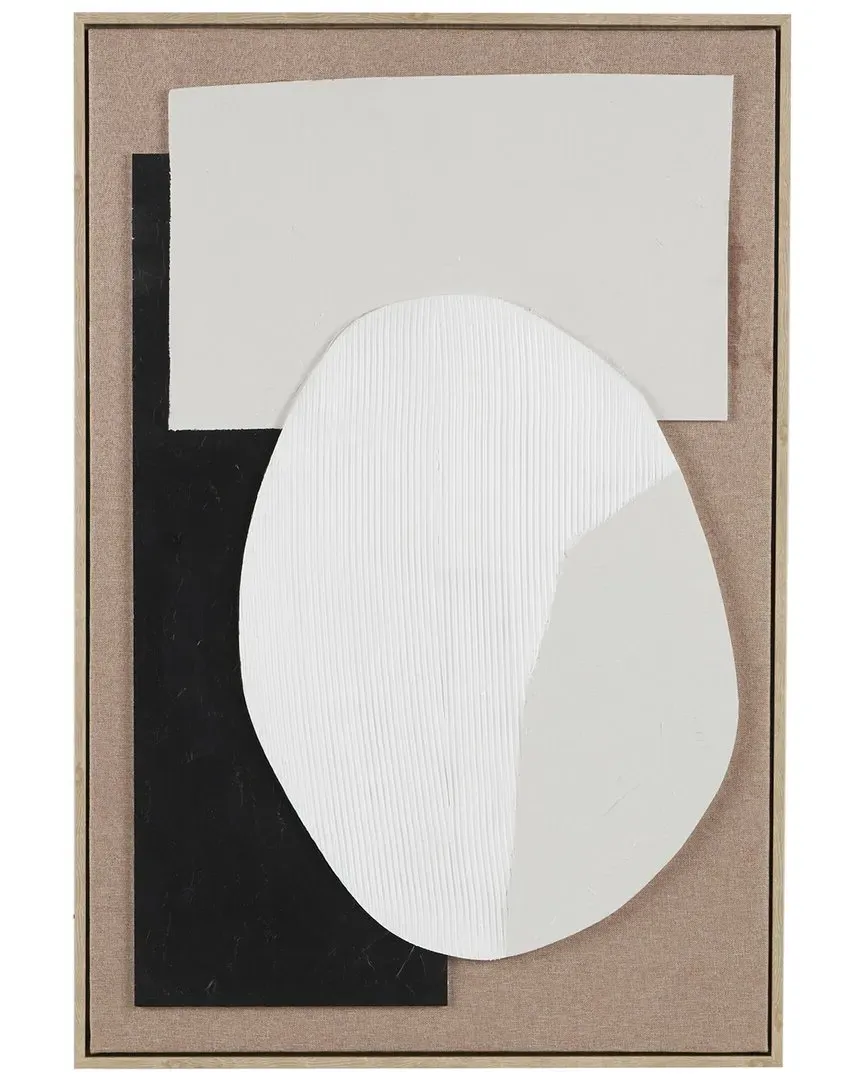 Geometric Wooden Textured Framed Wall Art - Brown, Wood