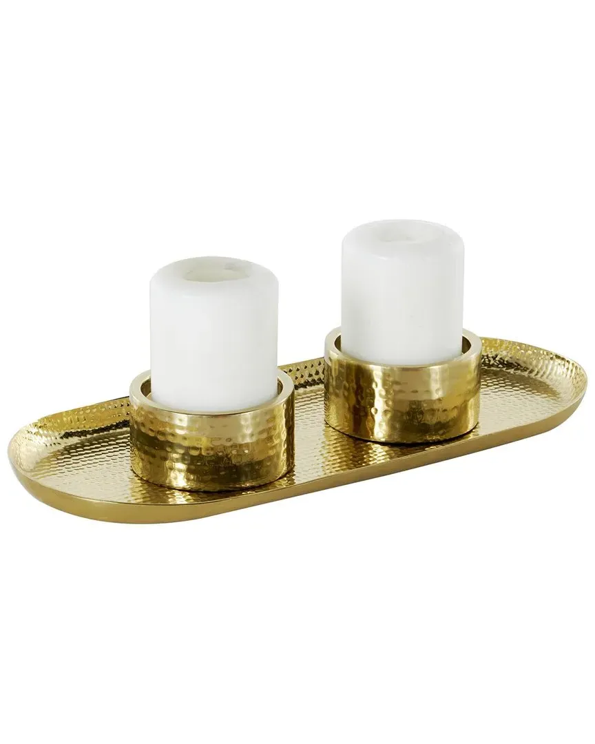 Hammered Decorative Candle Holder - Gold image