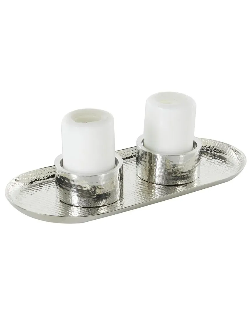Hammered Decorative Candle Holder - Silver