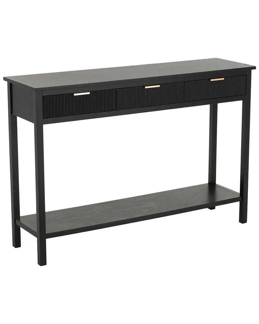 Handmade 3-Drawer Console Table - Black, Pine