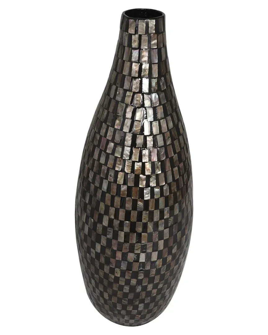 Handmade Mosaic Vase - Black, Mother-of-Pearl