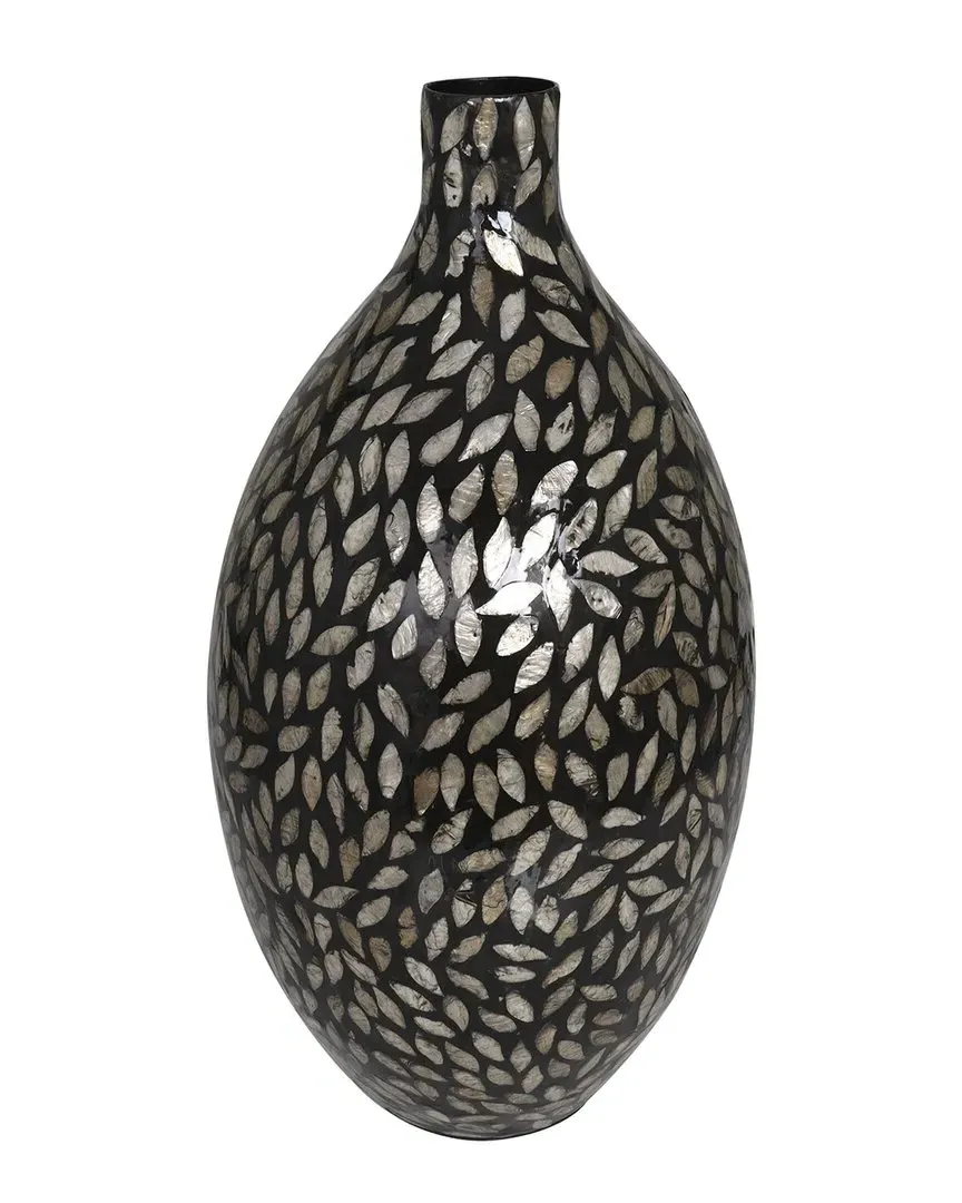 Handmade Mosaic Vase - Black, Mother-of-Pearl