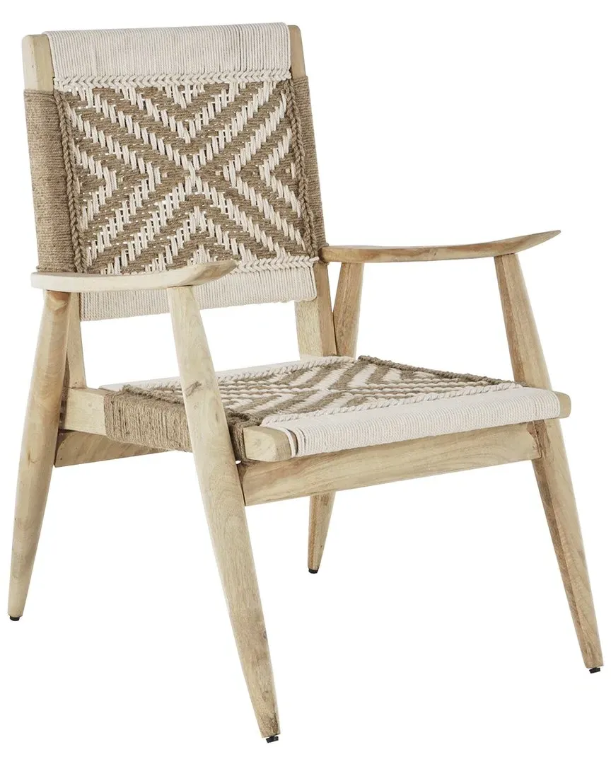 Handmade Square Accent Chair - White, Jute