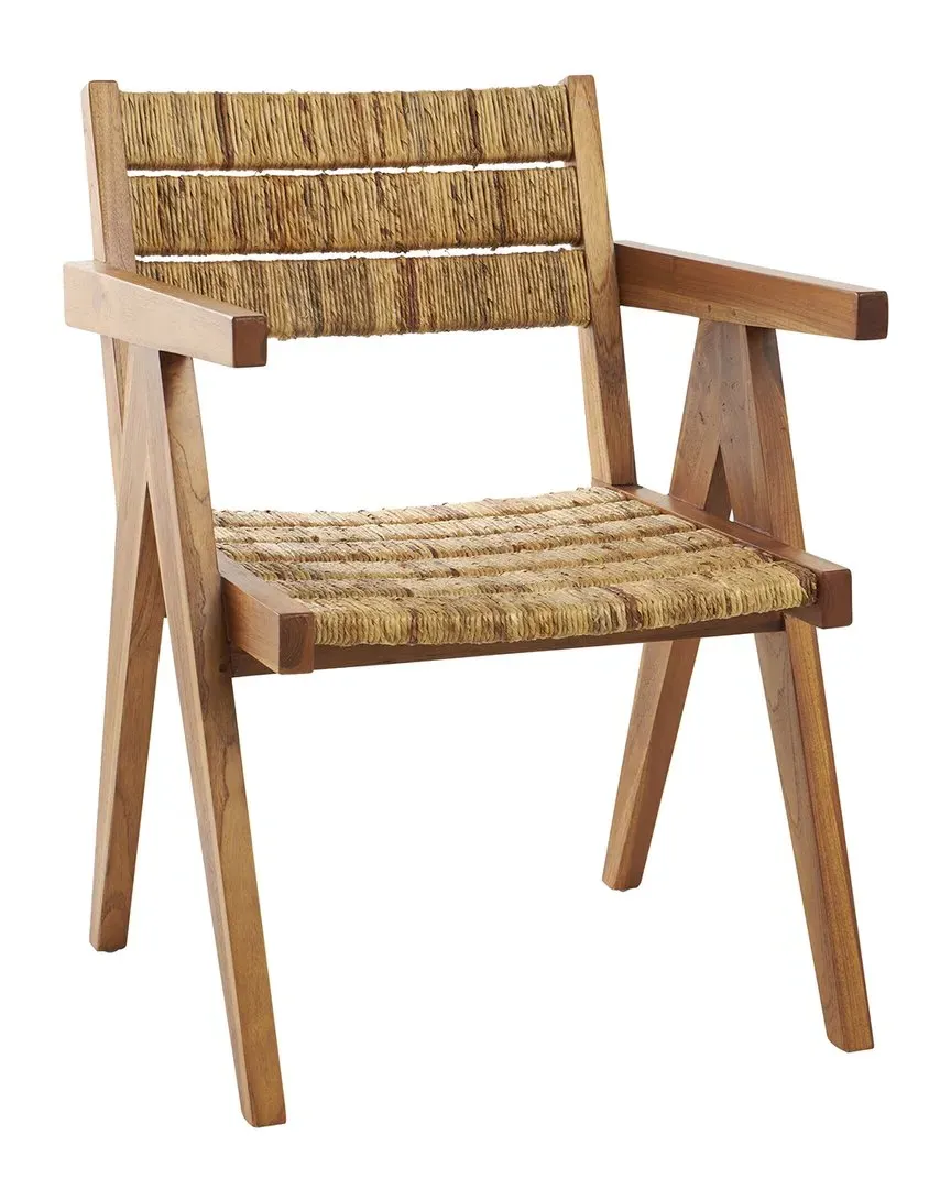 Handmade Teak Accent Chair - Brown, Banana Leaf image