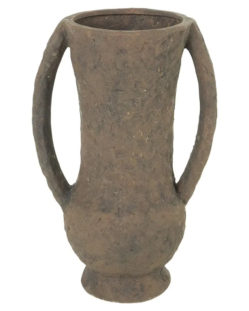 Handmade Textured Amphora Vase - Dark Brown, Ceramic image