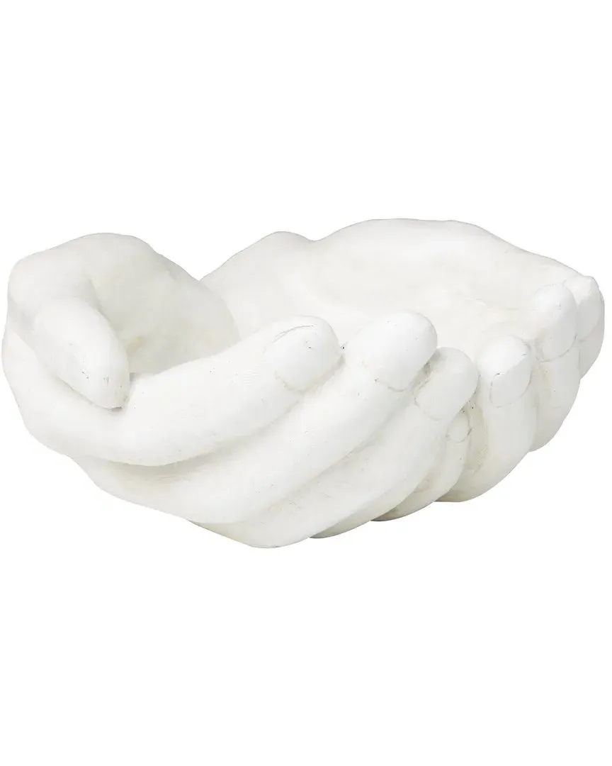 Hands Open Sculpture - White, Polystone