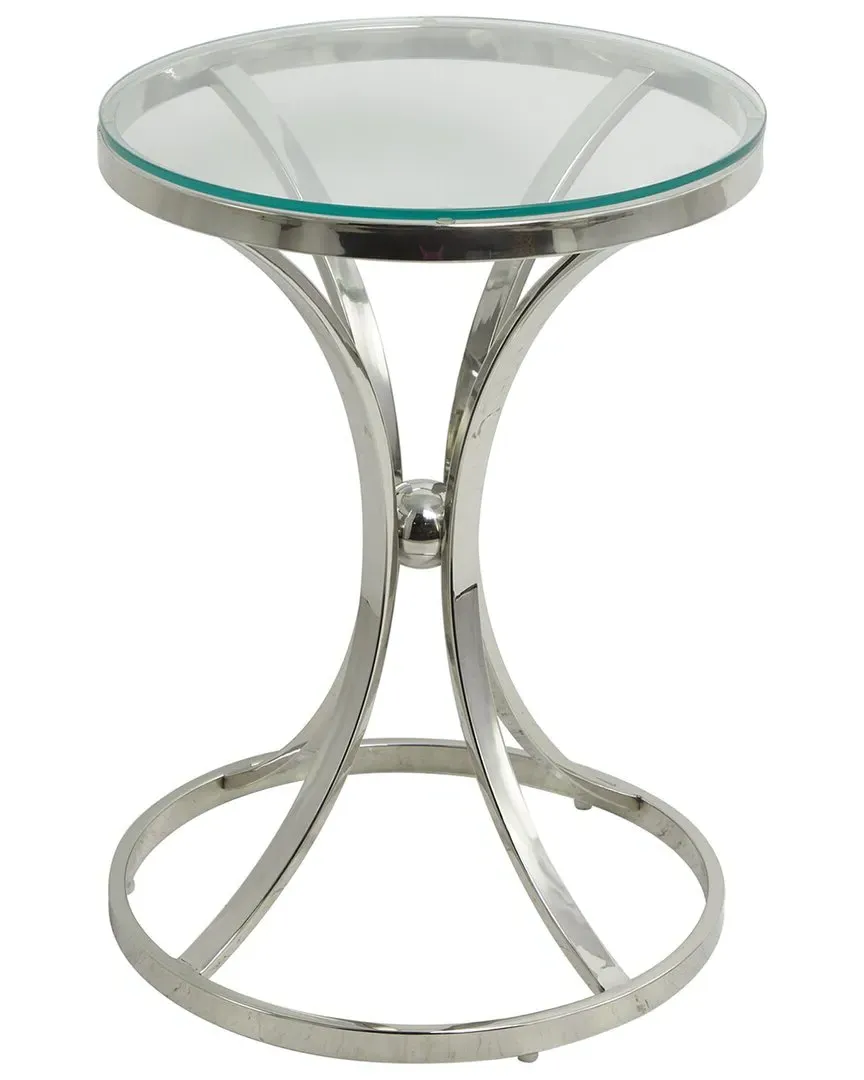 Hourglass Accent Table - Silver, Stainless Steel