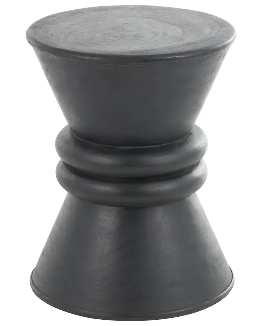 Hourglass Accent Table with 3D Ring - Black, Albizia Wood