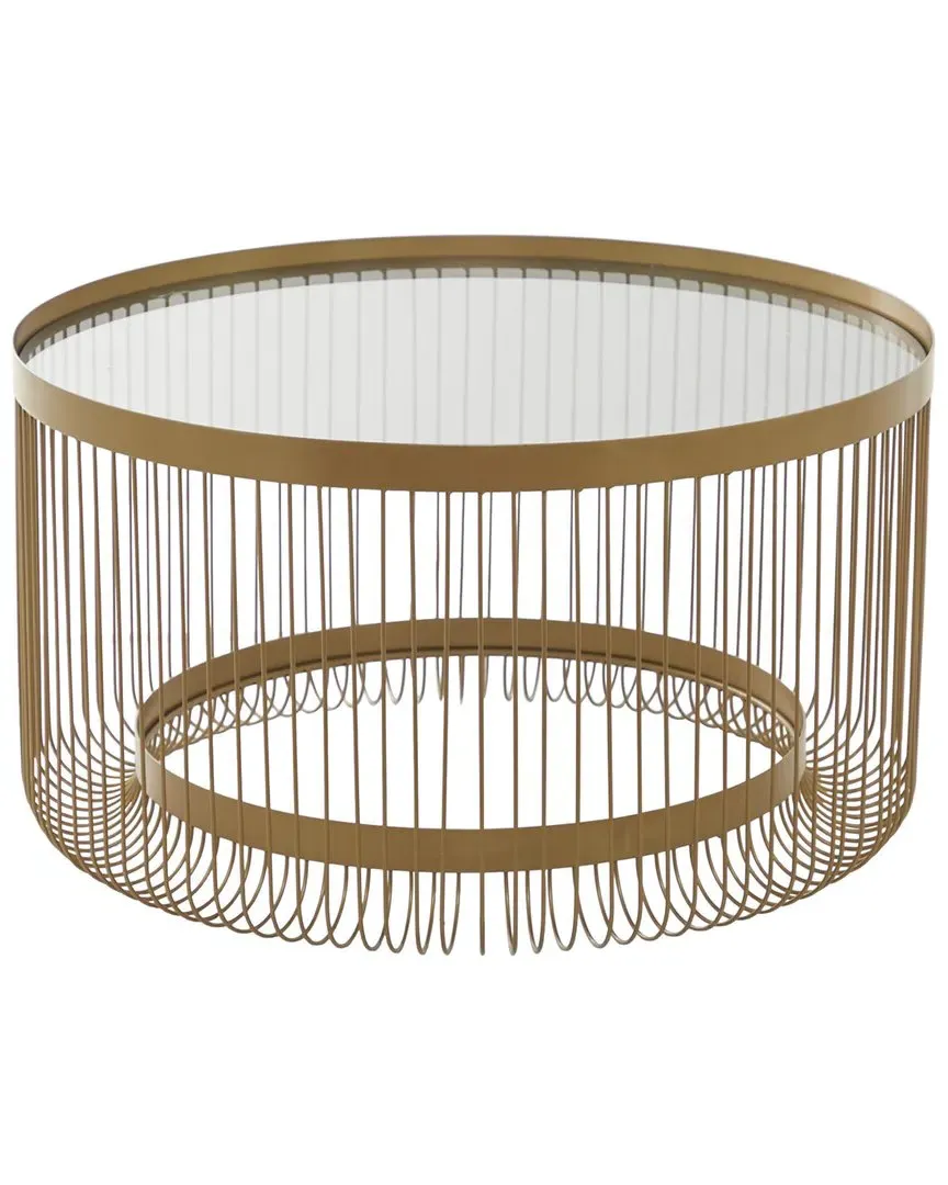 Iron Coffee Table with 2 Shelves - Gold