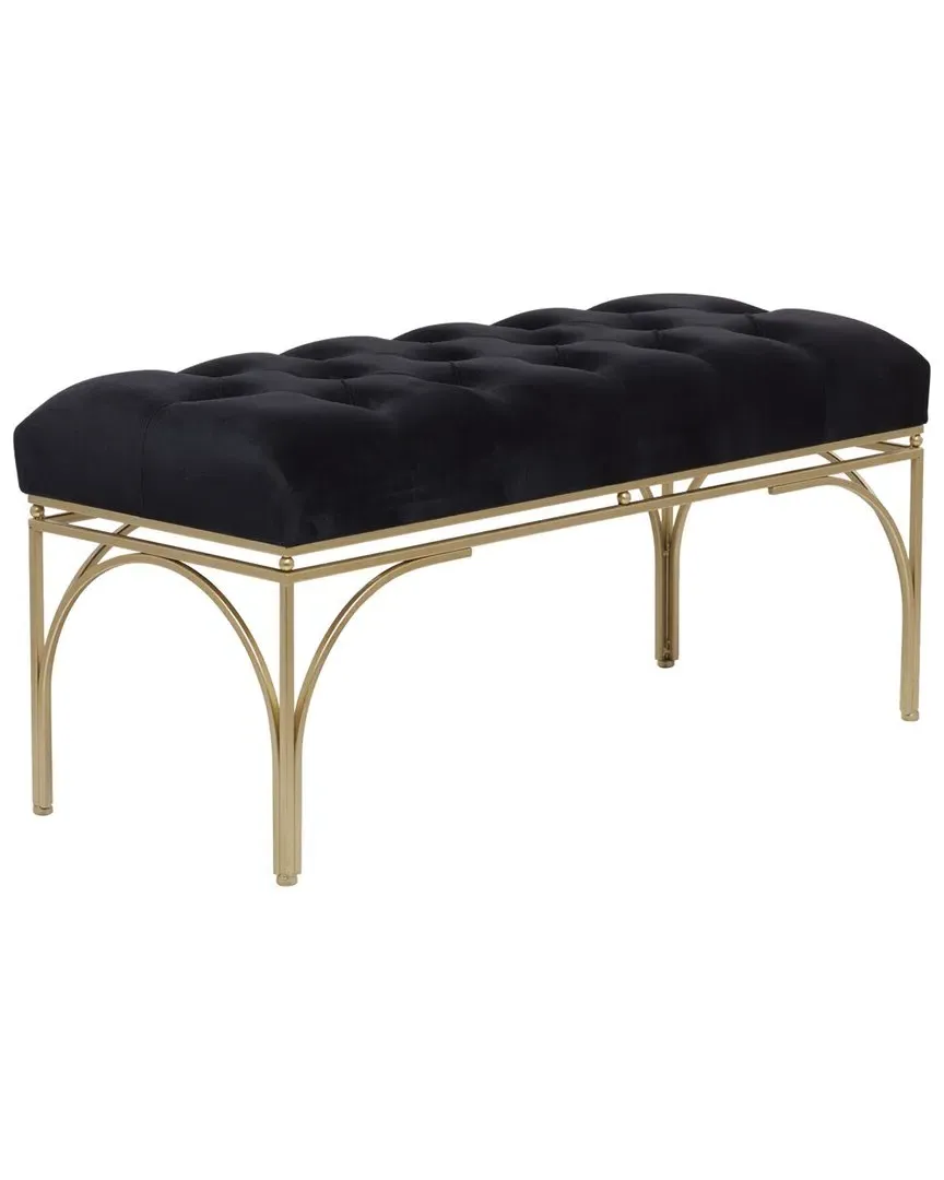 Iron Glam Bench with Storage - Black, Velvet