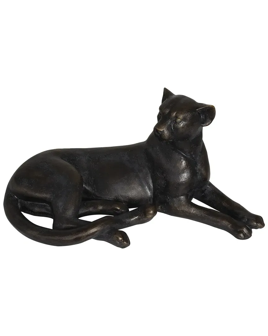 Leopard Laying Sculpture - Black, Polystone image