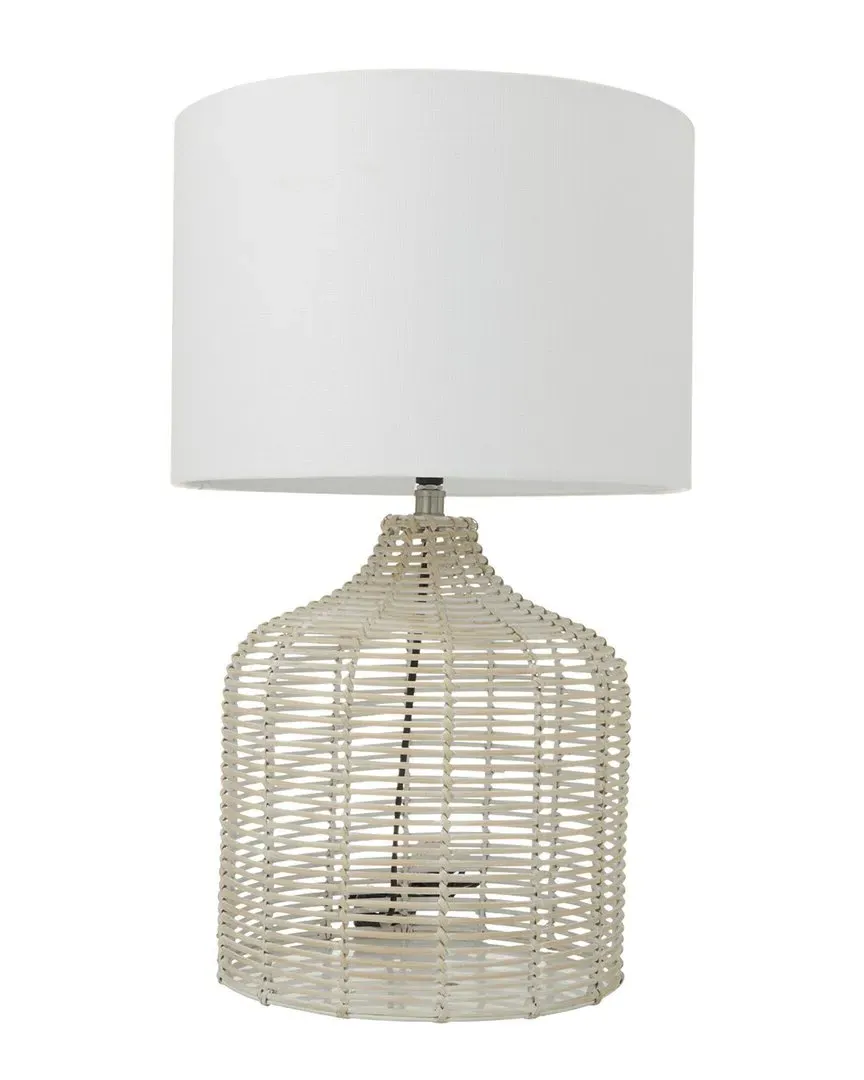 Linen Table Lamp - Beige, Rattan image