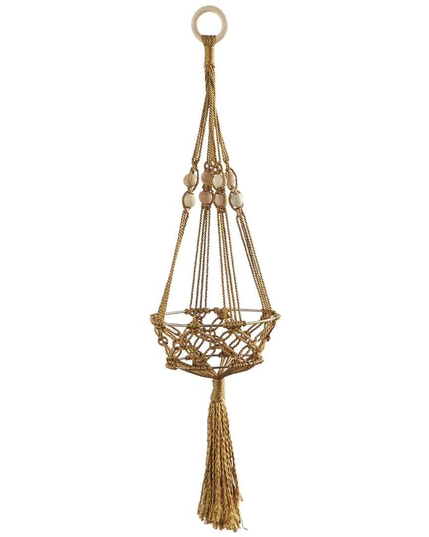 Macrame Hanging Wall Planter - Brown, Fabric image