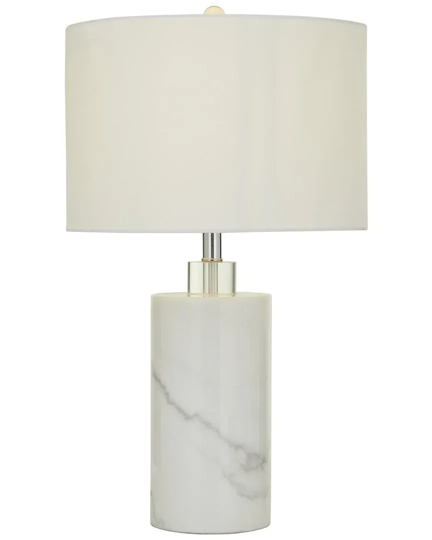 Marble Thick Stand Table Lamp - White, Cotton