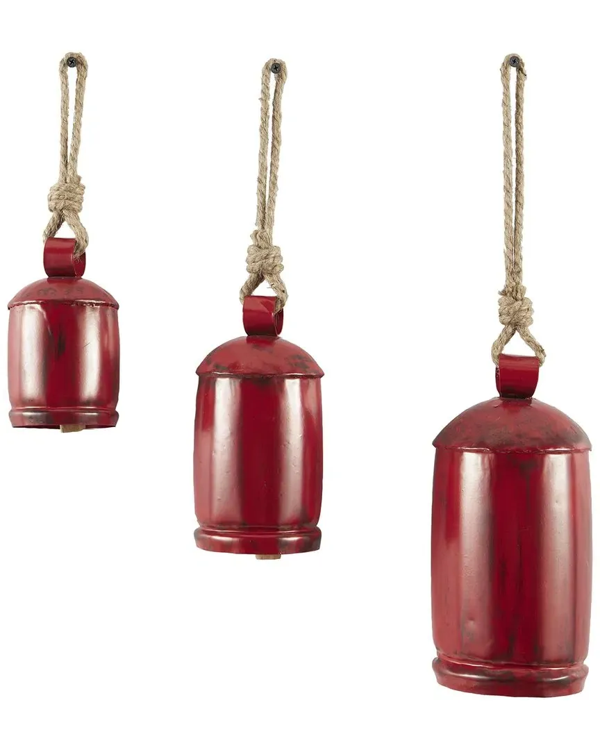 Metal Decorative Cow Bells Set - Red