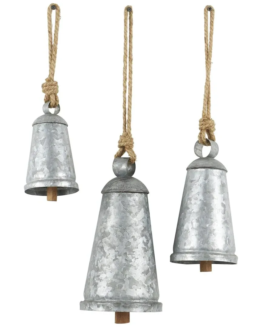 Metal Decorative Cow Bells Set - Silver