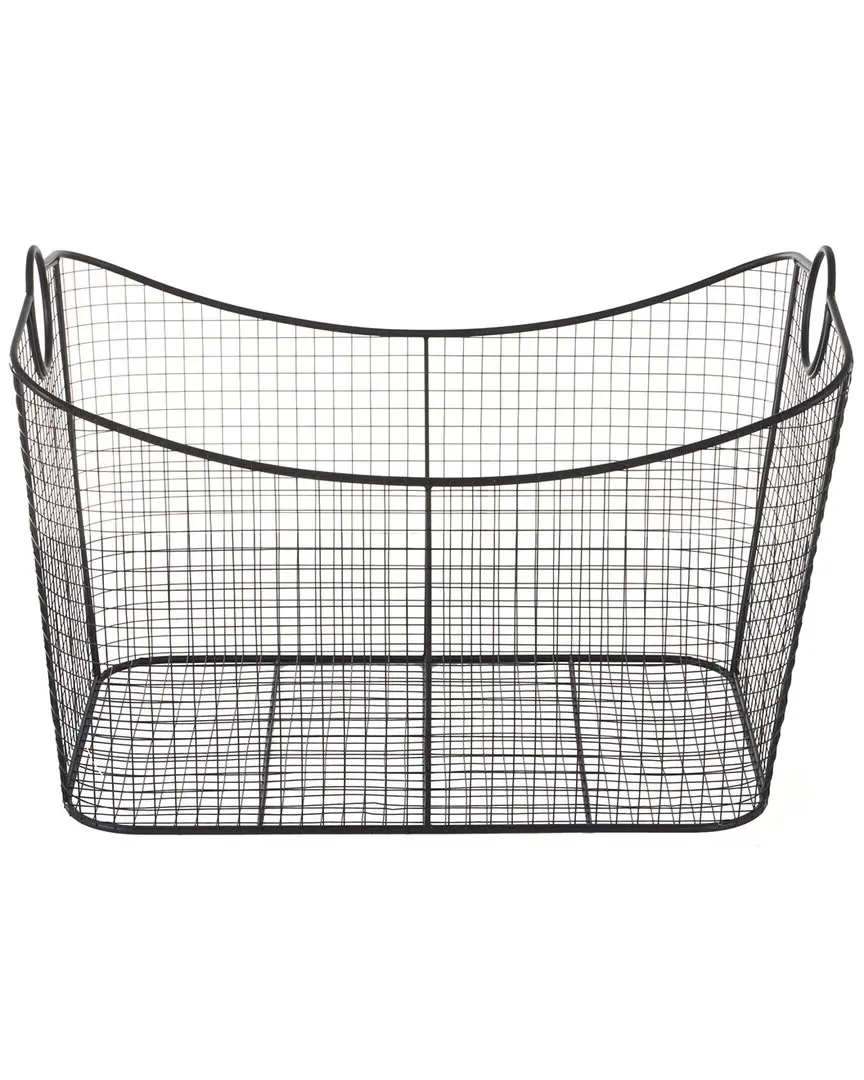 Metal Open Frame Wire Grid Storage Basket with Ring Handles