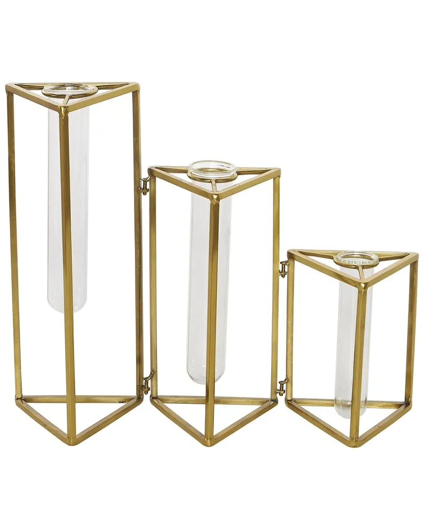 Metal Vase with Glass - Gold