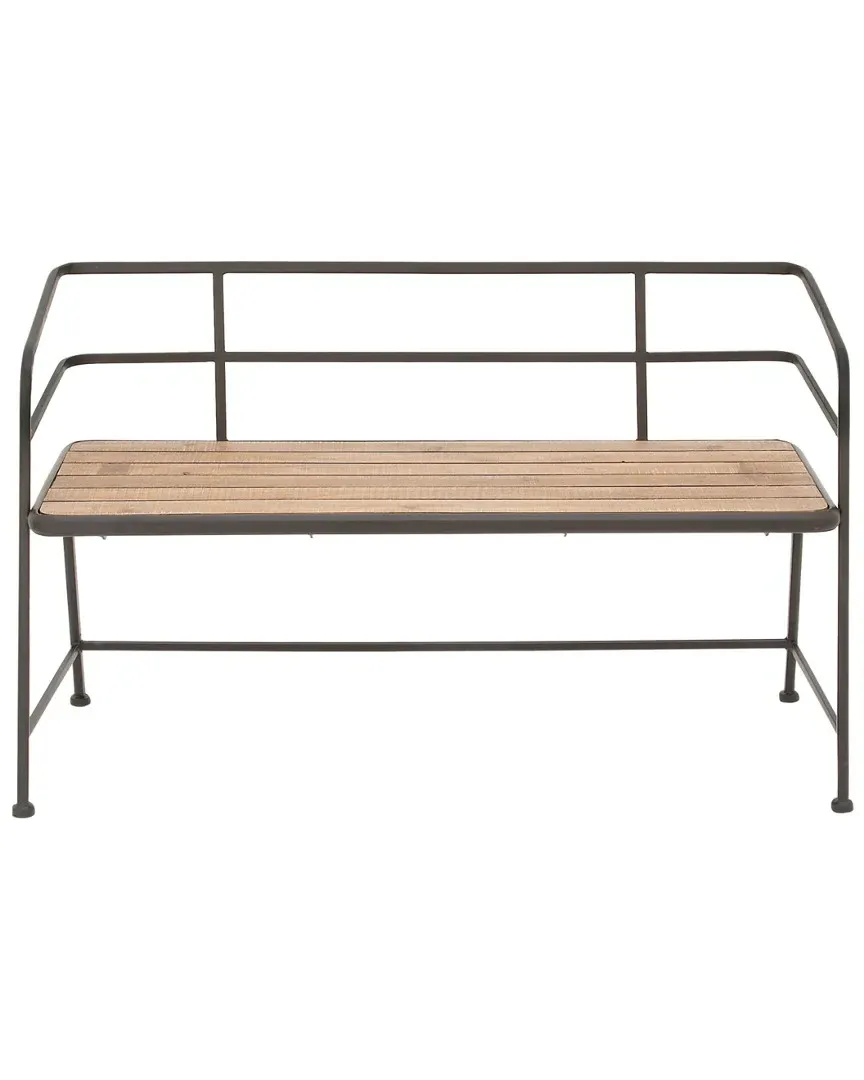 Metal Wood Bench - Brown