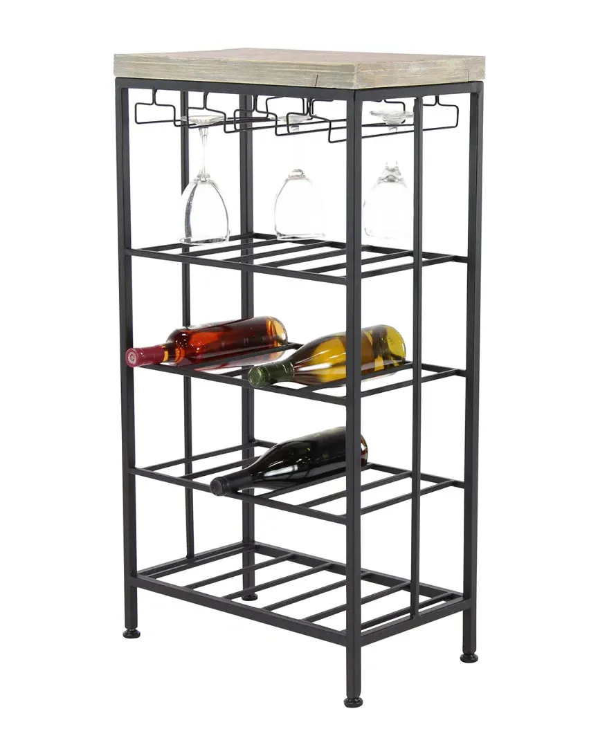 Metal Wood Wine Storage - Black image
