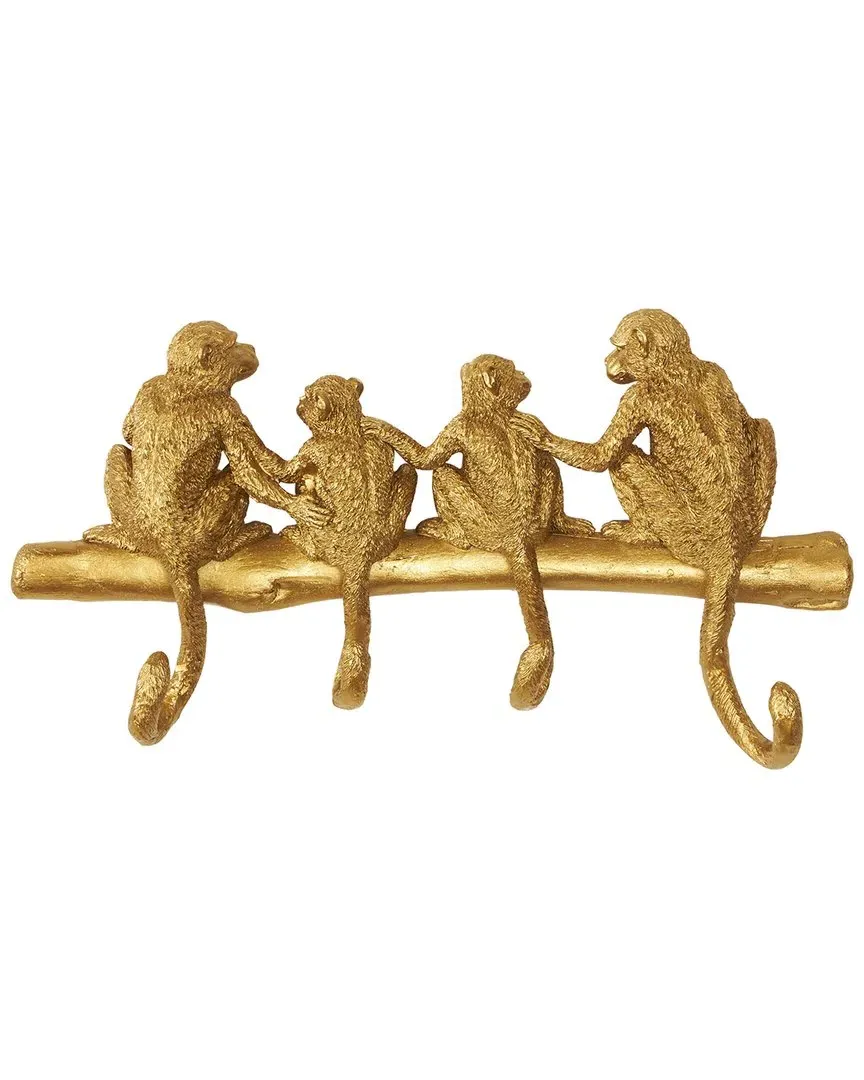 Monkey 4 Hanger Wall Hook - Gold, Polystone image