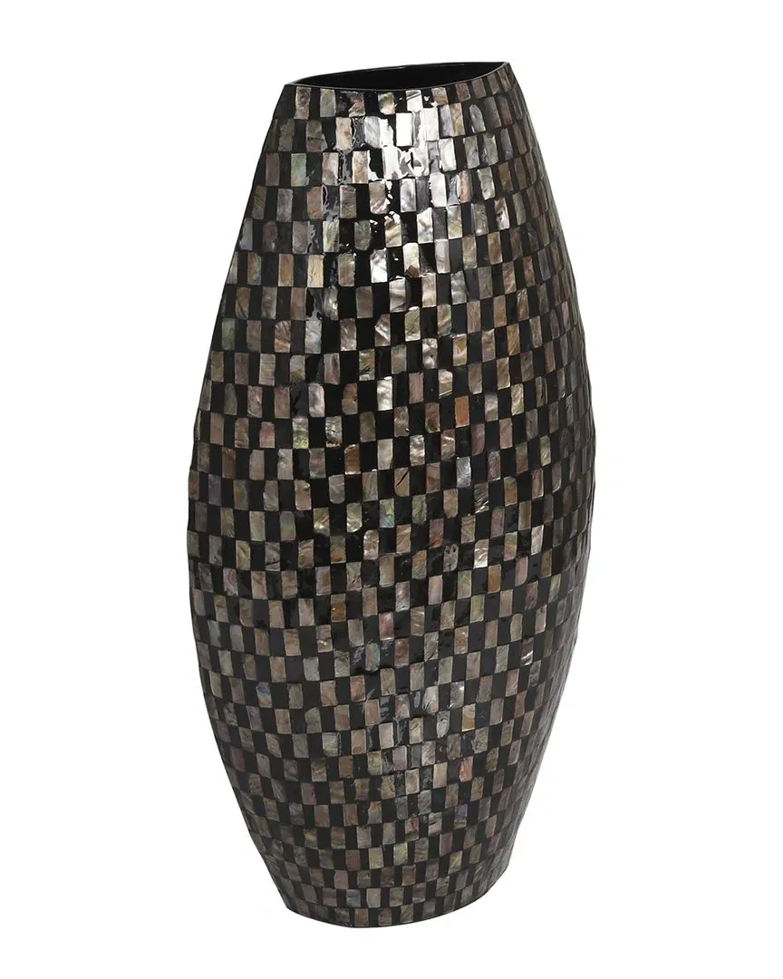 Mother-of-Pearl Geometric Vase - Black image
