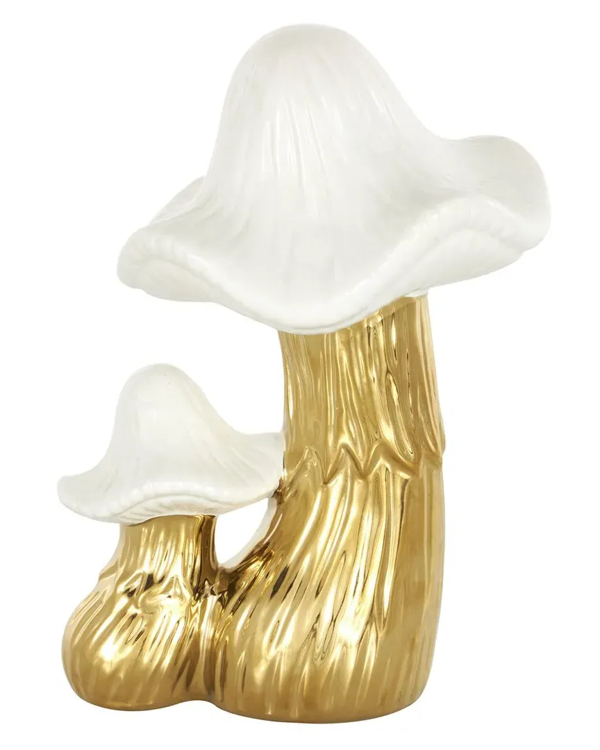 Mushroom Ceramic Sculpture with Textured Grooves - Gold image