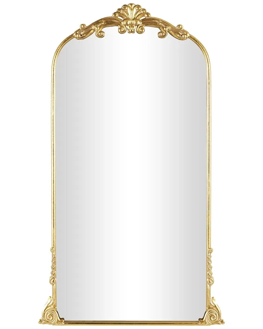 Ornate Arched Baroque Floor Mirror - Gold, Metal image