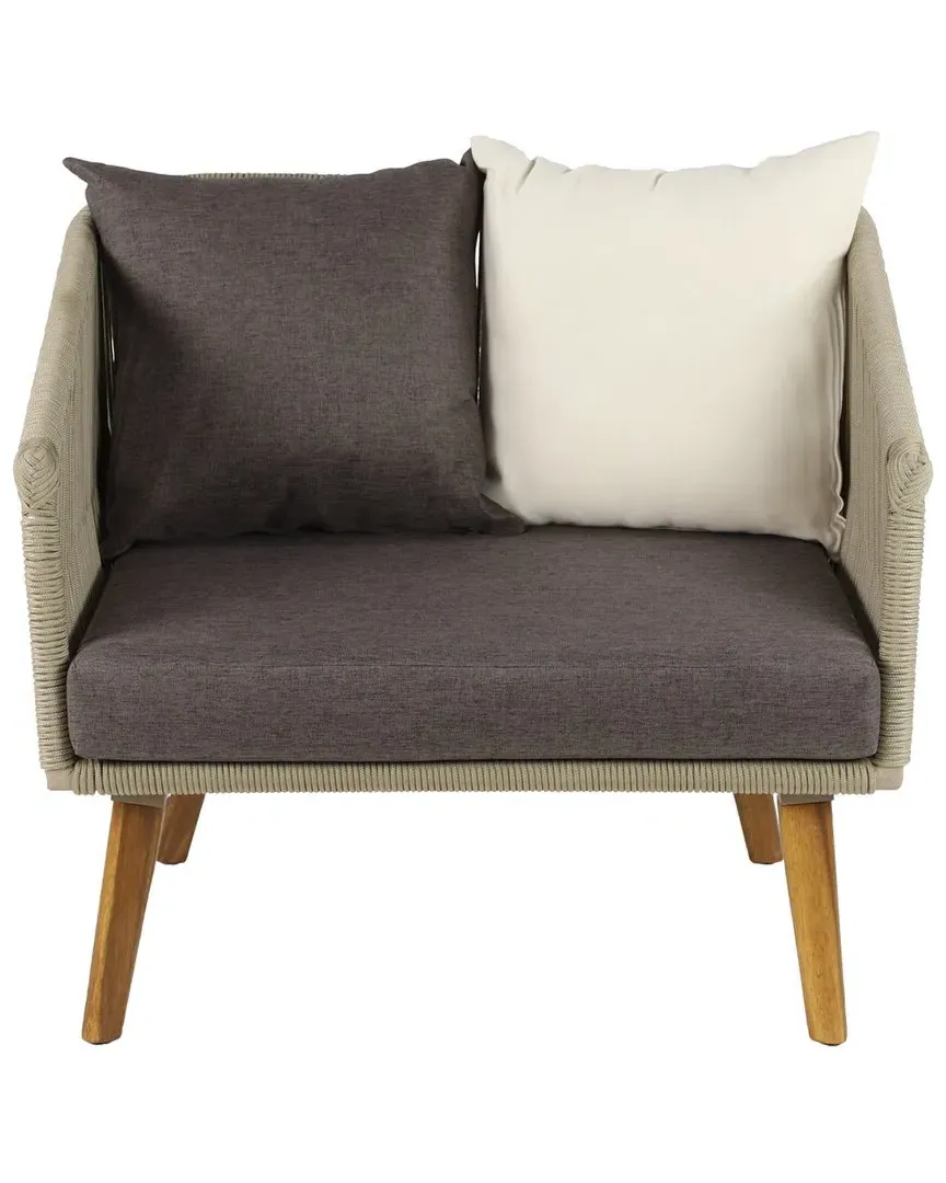 Outdoor Chair with Cushion - Grey, Acacia Wood