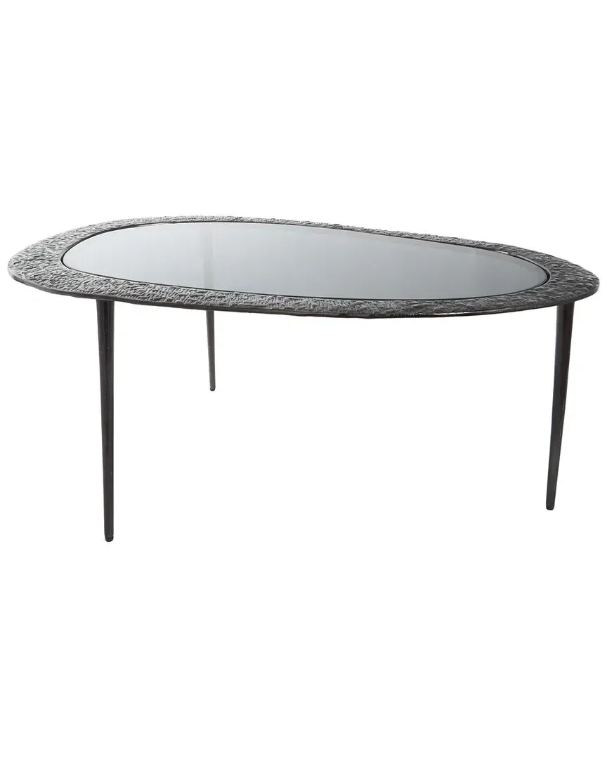 Oval Coffee Table with Glass Top - Black, Aluminum image