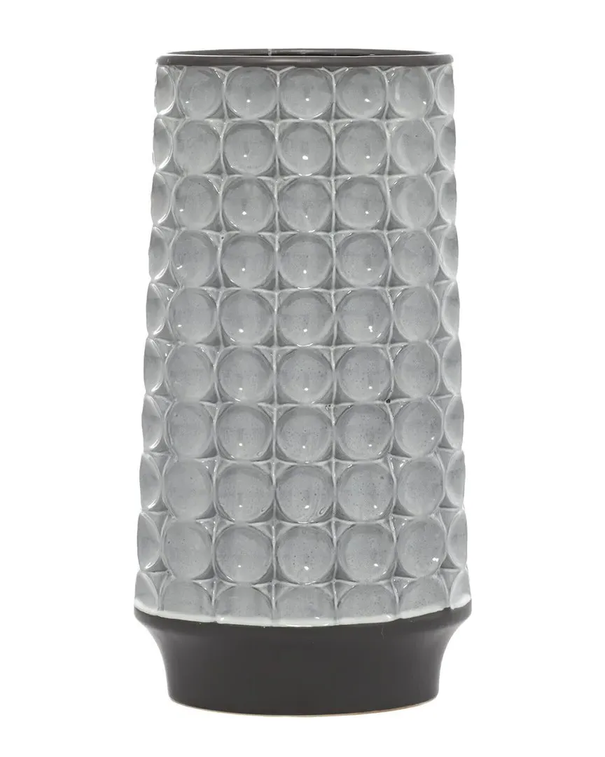 Oval Vase with Dot Pattern - Silver, Stoneware