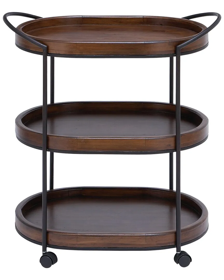 Oval Wood Bar Cart - Brown