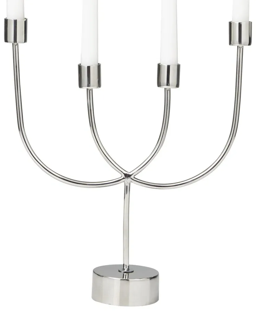 Overlapping U-Shaped Candelabra with Round Base - Silver, Steel