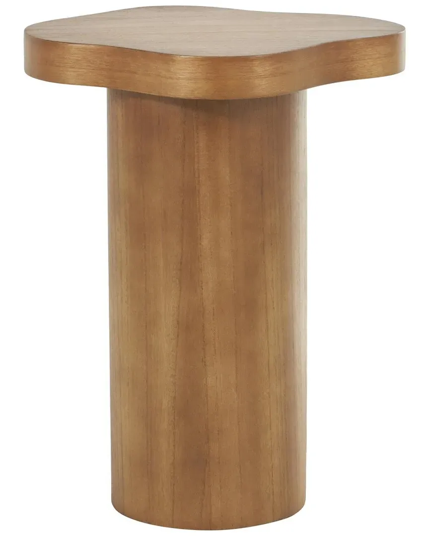 Pedestal Accent Table with Rounded Square Top - Brown