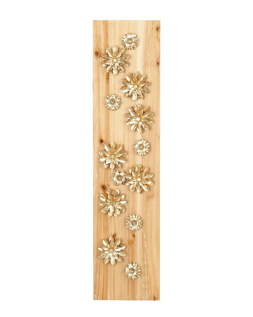 Petaled Flowers Rectangular Wall Decor - Light Gold image
