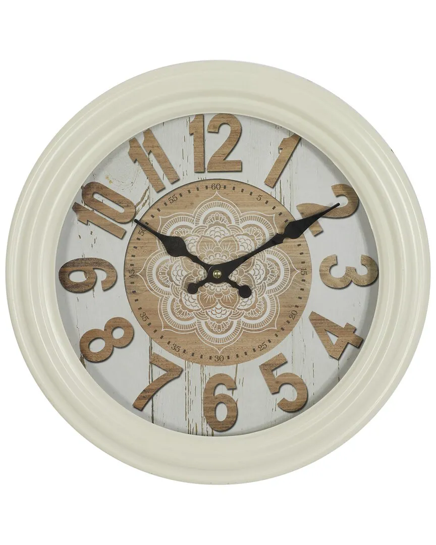 Peyton Lane Fluted Frame Wall Clock - White, Metal image