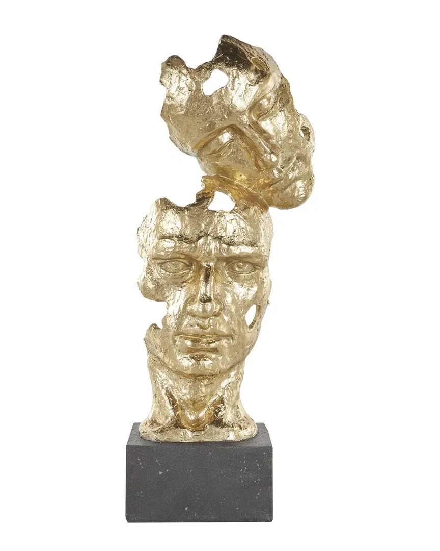 Peyton Lane Stacked Face Cutout Sculpture with Block Base - Gold image