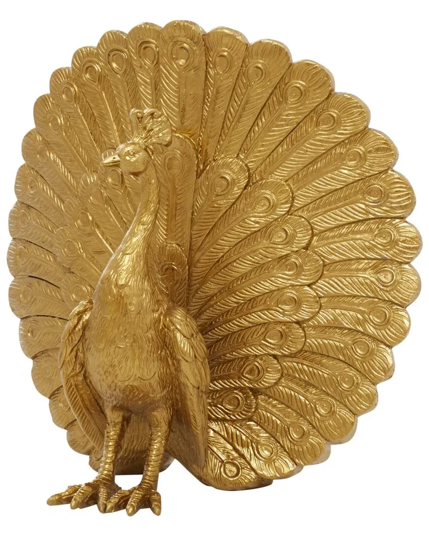 Polystone Peacock Sculpture - Gold