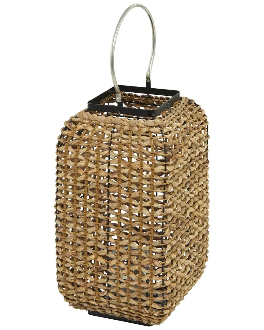 Rattan Candle Lantern with Glass Holder - Brown