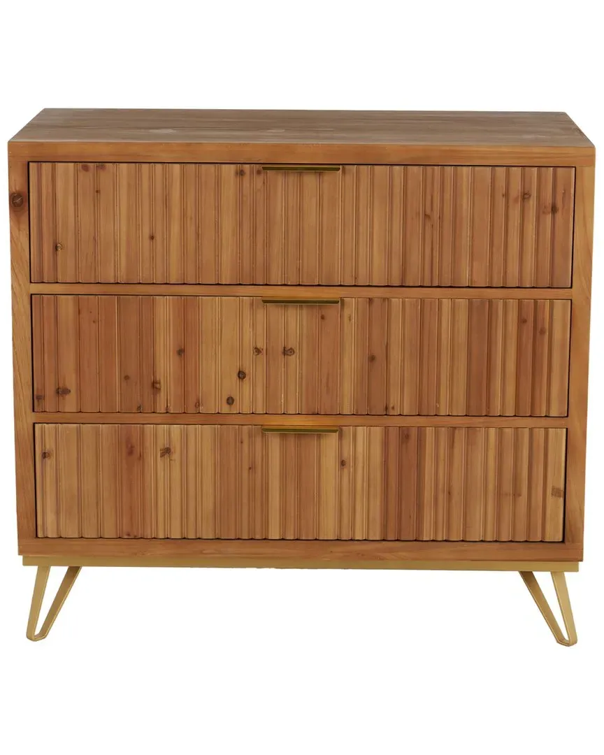 Ribbed 3-Drawer Cabinet - Brown, MDF image