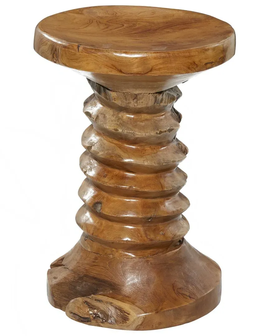 Round Accent Table - Brown, Teak